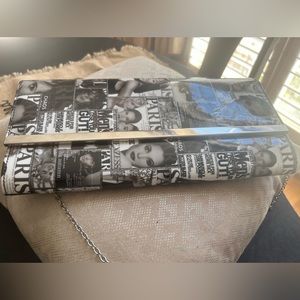 Good Luck Charm B&W Photo Clutch with chain (NWT)